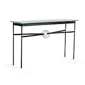 Hubbardton Forge Equus 54" Wide Glass Top Glass, Leather, and Metal Table Black / Black / Black