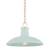 Hudson Valley Lighting Pottersville 18" Wide Pendant Aged Brass / Ceramic Moss Crackle