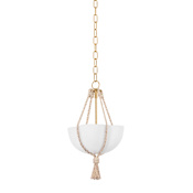 Hudson Valley Lighting Amberley 12" Wide Mini Pendant with Matte Opal Glass Shade Vintage Gold Leaf