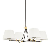 Hudson Valley Lighting Crown Heights 4 Light 46" Wide Chandelier with Linen Shades Aged Brass / Distressed Bronze