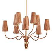 Hudson Valley Lighting Atwood 10 Light 40" Wide Chandelier with Rattan Shades Aged Brass