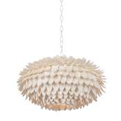 Hudson Valley Lighting Alsen 3 Light 26" Wide Pendant with Coco Shell Shade White Plaster