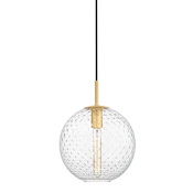 Hudson Valley Lighting Rousseau Single Light 11" Wide Pendant Aged Brass / Clear