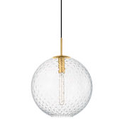 Hudson Valley Lighting Rousseau Single Light 16" Wide Pendant Aged Brass / Clear