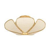 Hudson Valley Lighting Bayville 3 Light 20" Wide Semi-Flush Bowl Ceiling Fixture with Saguran Fabric Shade Vintage Gold Leaf