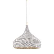 Hudson Valley Lighting Hampstead 28" Wide Pendant with Seagrass Shade Aged Brass
