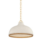 Hudson Valley Lighting Southfields 16" Wide Pendant Aged Brass / Ceramic Cream Pebble
