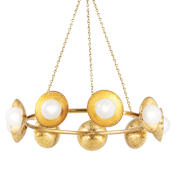 Hudson Valley Lighting Glimmer 9 Light 40" Wide Crystal Ring Chandelier Aged Brass