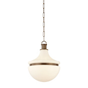 Hudson Valley Lighting Barryville 16" Wide Pendant with Glossy Opal Glass Shade Historic Bronze