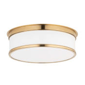 Hudson Valley Lighting Geneva 3 Light 15" Wide Flush Mount Drum Ceiling Fixture Aged Brass