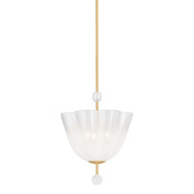 Hudson Valley Lighting Cambria Heights 3 Light 17" Wide Crystal Pendant with Sfumato Glass Shade Aged Brass