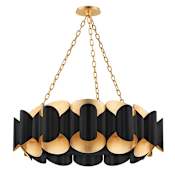 Hudson Valley Lighting Banks 12 Light 35" Wide Drum Chandelier Gold Leaf / Black