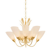 Hudson Valley Lighting Forest Glen 10 Light 42" Wide Chandelier with Seedy Cloud Glass Shades Vintage Gold Leaf