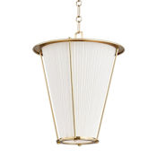 Hudson Valley Lighting Ellsworth 15" Wide Pendant with Pleated Silk Shade Aged Brass