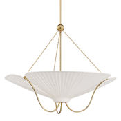 Hudson Valley Lighting Gerhard 3 Light 28" Wide Pendant with Ivory Linen Shade Aged Brass