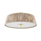 Hudson Valley Lighting George 3 Light 18" Wide Semi-Flush Ceiling Fixture with Abaca Rope Shade Aged Brass