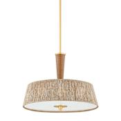 Hudson Valley Lighting George 3 Light 22" Wide Pendant with Abaca Rope Shade Aged Brass