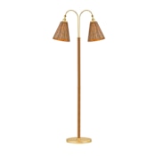 Hudson Valley Lighting Ruthin 2 Light 60" Tall Tree Floor Lamp with Natural Rattan Shades Aged Brass