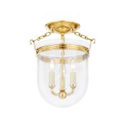 Hudson Valley Lighting Rousham 3 Light 13" Wide Flush Mount Bell Jar Ceiling Light Aged Brass