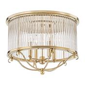 Hudson Valley Lighting Glass No.1 4 Light 19" Wide Flush Mount Ceiling Fixture with Clear Crystal Shade Aged Brass