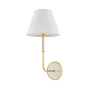 Hudson Valley Lighting Wedgewood 17" Tall Wall Sconce with Linen Shade Aged Brass / Off-White