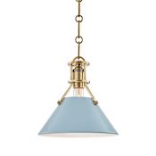 Hudson Valley Lighting Painted No.2 Single Light 10" Wide Mini Pendant Aged Brass