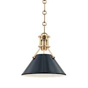 Hudson Valley Lighting Painted No.2 Single Light 10" Wide Mini Pendant Aged Brass