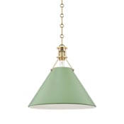Hudson Valley Lighting Painted No. 2 16" Wide Pendant Aged Brass / Leaf Green