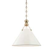 Hudson Valley Lighting Painted No.2 Single Light 16" Wide Pendant Aged Brass