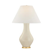 Hudson Valley Lighting Hanslope 32" Tall Vase Table Lamp with Linen Shade Aged Brass / Ceramic French Muslin