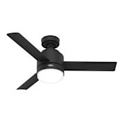 Hunter Gilmour 44" 3 Blade Indoor / Outdoor LED SureSpeed Ceiling Fan with White Glass Shade Matte Black