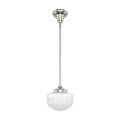 Hunter Saddle Creek 8" Wide Mini Pendant with White Glass Shade Brushed Nickel