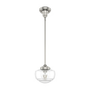 Hunter Saddle Creek 8" Wide Mini Pendant with Clear Glass Shade Brushed Nickel