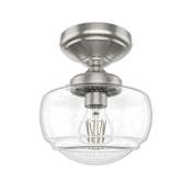 Hunter Saddle Creek 7" Wide Semi-Flush Ceiling Fixture with Clear Glass Shades Brushed Nickel