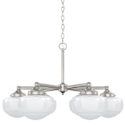 Hunter Saddle Creek 6 Light 30" Wide Chandelier with Cased White Glass Shades Brushed Nickel