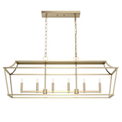 Hunter Laurel Ridge 6 Light 42" Wide Taper Candle Linear Chandelier Alturas Gold