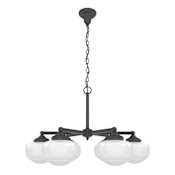 Hunter Saddle Creek 6 Light 30" Wide Chandelier with White Glass Shades Noble Bronze