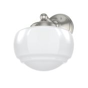 Hunter Saddle Creek 10" Tall Wall Sconce with White Glass Shade Brushed Nickel