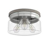 Hunter Devon Park 3 Light 13" Wide Flush Mount Drum Ceiling Fixture Brushed Nickel