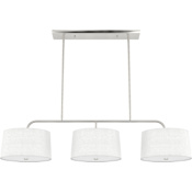 Hunter Cottage Hill 3 Light 49" Wide Chandelier with Linen and Frosted Glass Shades Brushed Nickel
