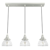 Hunter Cypress Grove 3 Light 31" Wide Linear Pendant Brushed Nickel