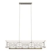 Hunter Langwood 6 Light 41" Wide LED Taper Candle Linear Chandelier Distressed White