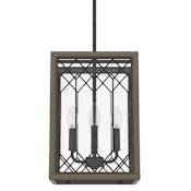 Hunter Chevron 4 Light 11" Wide Taper Candle Pendant with Clear Seeded Glass Shade Rustic Iron