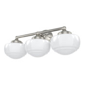 Hunter Saddle Creek 3 Light 24" Wide Vanity Light with White Glass Shades Brushed Nickel