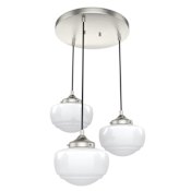 Hunter Saddle Creek 3 Light 18" Wide Multi Light Pendant with White Glass Shades Brushed Nickel