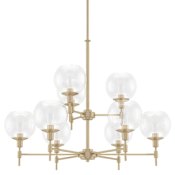 Hunter Xidane 9 Light 32" Wide Chandelier with Clear Glass Shades Alturas Gold