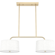 Hunter Cottage Hill 4 Light 37" Wide Linear Chandelier with Fabric and Cased White Glass Shades Alturas Gold
