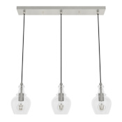 Hunter Maple Park 3 Light 30" Wide Linear Pendant Brushed Nickel
