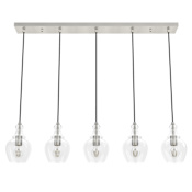 Hunter Maple Park 5 Light 42" Wide Linear Pendant Brushed Nickel