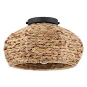 Hunter Cambria 14" Wide Semi-Flush Ceiling Fixture Seagrass / Matte Black